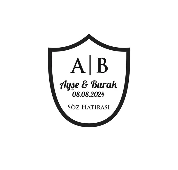 Klasik Kalkan Mühür Kına Nişan Düğün 3x3 cm özel etiket / 50 adet sticker ürün görseli 1