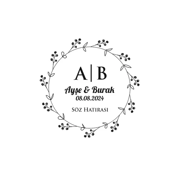 Şık Kenarlı Dikdörtgen Mühür Kına Nişan Düğün 3x3 cm özel etiket / 50 adet sticker ürün görseli 1