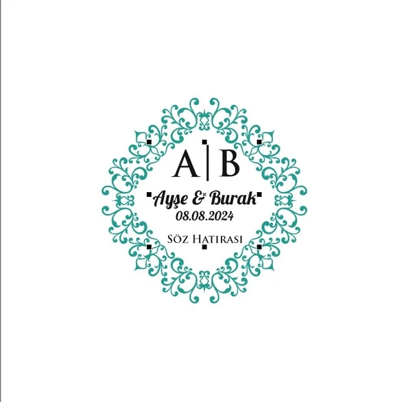 Çift Katmanlı Kare Mühür Kına Nişan Düğün 3x3 cm özel etiket / 50 adet sticker ürün görseli 1
