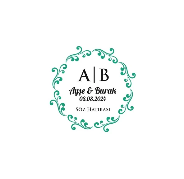 Zincir Çerçeveli Kare Mühür Kına Nişan Düğün 3x3 cm özel etiket / 50 adet sticker ürün görseli 1