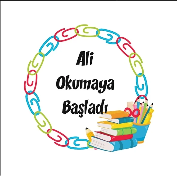 Okumaya Başladı Etiketi Kına Nişan Düğün 3x3 cm özel etiket / 50 adet sticker ürün görseli 1