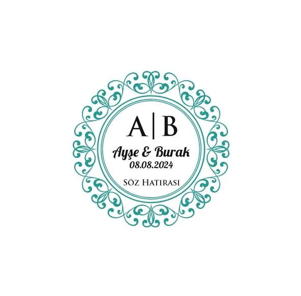 Kalın Çerçeveli Kare Mühür Kına Nişan Düğün 3x3 cm özel etiket / 50 adet sticker ürün görseli 1