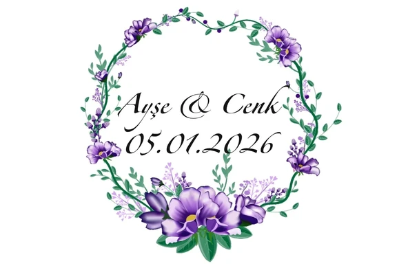 Yuvarlak Kenarlı Dikey Dikdörtgen Mühür Kına Nişan Düğün 3x3 cm özel etiket / 50 adet sticker ürün görseli 1