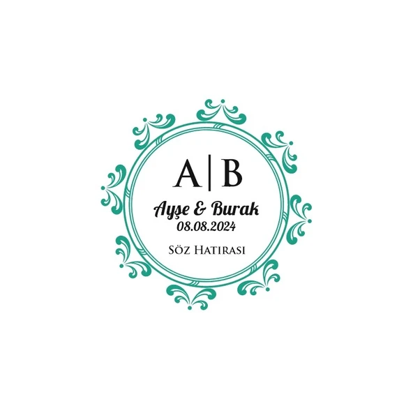 Çiçek Motifli Kare Mühür Kına Nişan Düğün 3x3 cm özel etiket / 50 adet sticker ürün görseli 1