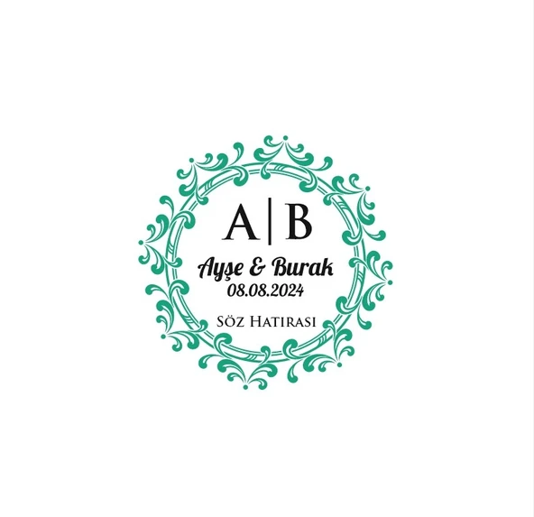 Yuvarlak Kenarlı Dışbükey Kare Mühür Kına Nişan Düğün 3x3 cm özel etiket / 50 adet sticker ürün görseli 1