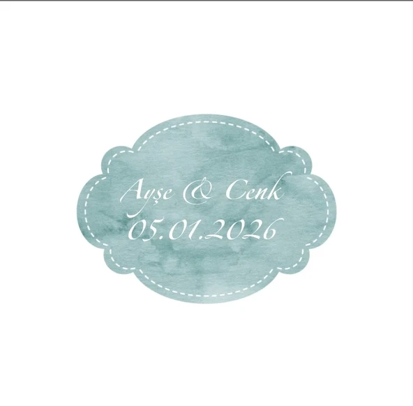 İkili Zincir Örgülü Kare Mühür Kına Nişan Düğün 3x3 cm özel etiket / 50 adet sticker ürün görseli 1