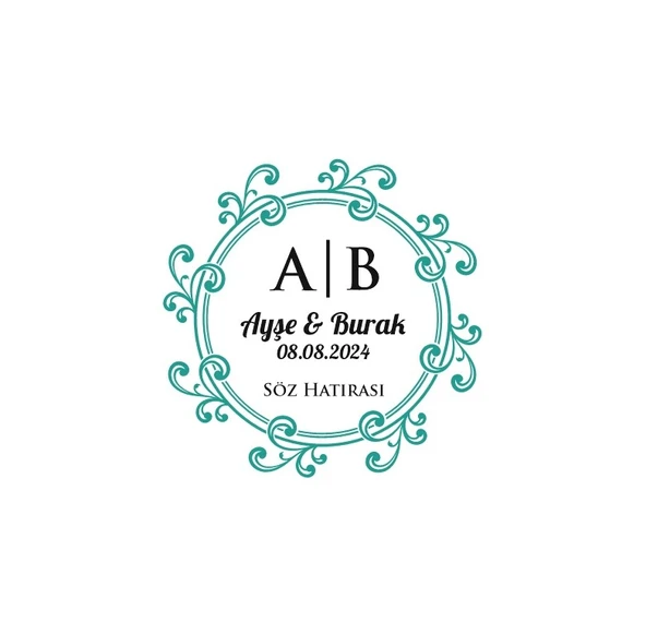 İnce Çizgi Çerçeveli Dikdörtgen Mühür Kına Nişan Düğün 3x3 cm özel etiket / 50 adet sticker ürün görseli 1