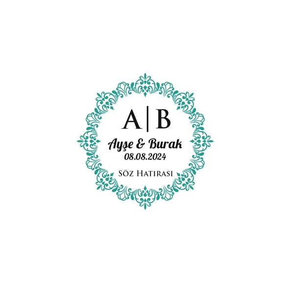 Zincir Dokulu Kare Mühür Kına Nişan Düğün 3x3 cm özel etiket / 50 adet sticker ürün görseli 1
