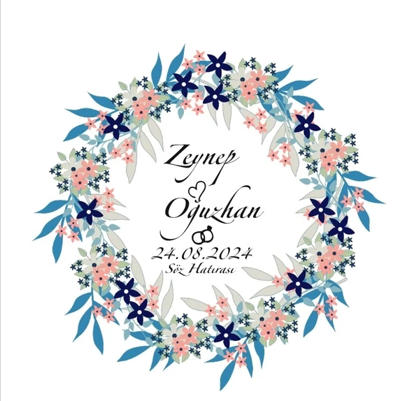 İçbükey Kare Mühür Kına Nişan Düğün 3x3 cm özel etiket / 50 adet sticker ürün görseli 1