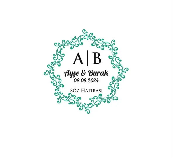 Çiçekli Oval Dikdörtgen Mühür Kına Nişan Düğün 3x3 cm özel etiket / 50 adet sticker ürün görseli 1