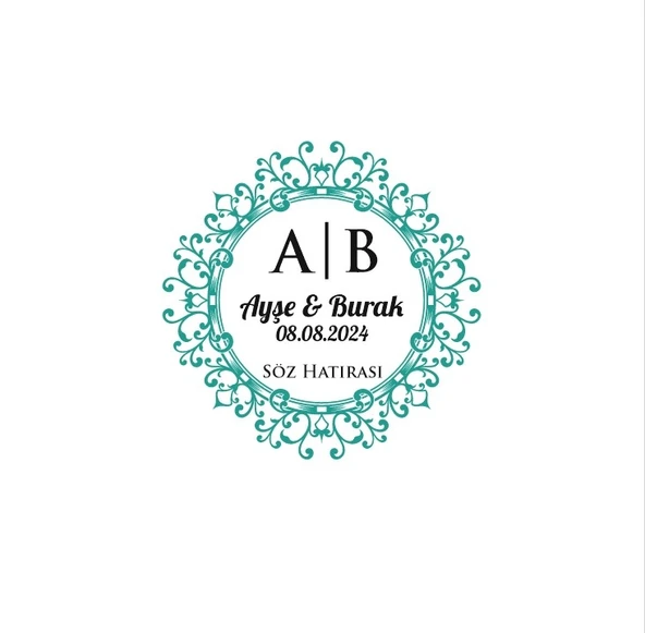 Düz Kenarlı Kare Mühür Kına Nişan Düğün 3x3 cm özel etiket / 50 adet sticker ürün görseli 1