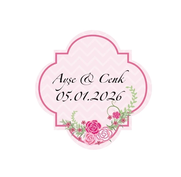 Zincir Örgülü Kare Mühür Kına Nişan Düğün 3x3 cm özel etiket / 50 adet sticker ürün görseli 1