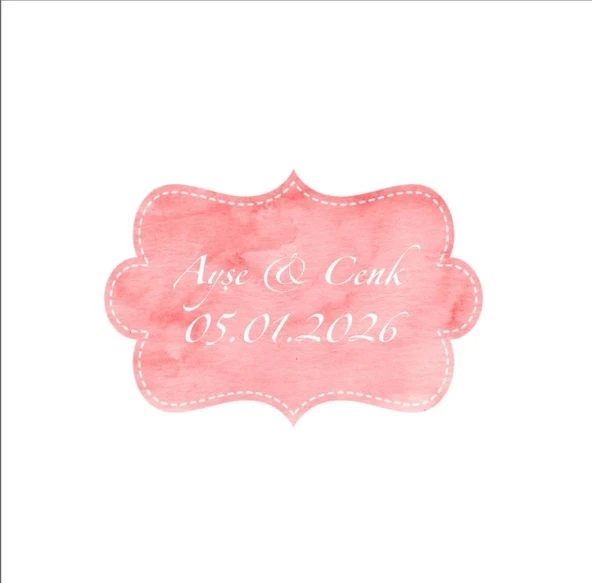 Klasik Desenli Dikey Dikdörtgen Mühür Kına Nişan Düğün 3x3 cm özel etiket / 50 adet sticker ürün görseli 1
