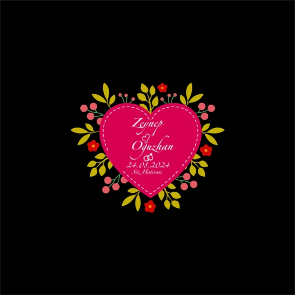 Kalp Şeklinde Kına Nişan Düğün 3x3 cm özel etiket / 50 adet sticker ürün görseli 1