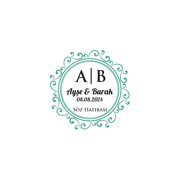 Dişli Kenarlı Kare Mühür Kına Nişan Düğün 3x3 cm özel etiket / 50 adet sticker ürün görseli 1