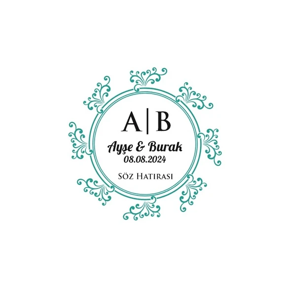İkili Noktalı Çerçeveli Kare Mühür Kına Nişan Düğün 3x3 cm özel etiket / 50 adet sticker ürün görseli 1