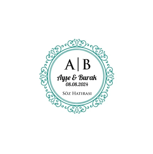 Sade Kare Mühür Kına Nişan Düğün 3x3 cm özel etiket / 50 adet sticker ürün görseli 1
