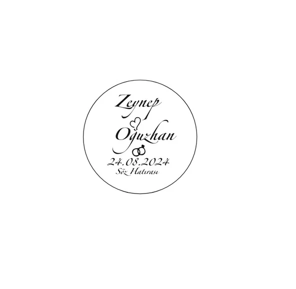 Geniş Kenarlı Kare Mühür Kına Nişan Düğün 3x3 cm özel etiket / 50 adet sticker ürün görseli 1