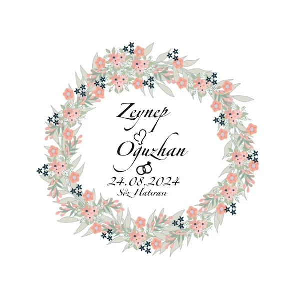 Çokgen Köşeli Kare Mühür Kına Nişan Düğün 3x3 cm özel etiket / 50 adet sticker ürün görseli 1