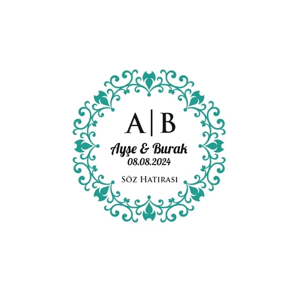 Çift Çizgili Kare Mühür Kına Nişan Düğün 3x3 cm özel etiket / 50 adet sticker ürün görseli 1