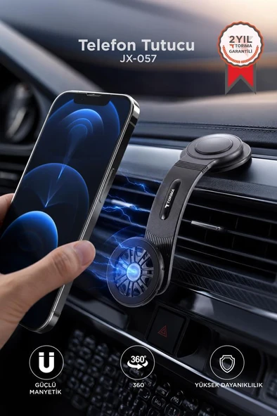 Telefon Tutucu 360 Derece Güçlü Manyetik Sarsıntı Önler Araç İçi Oto Aksesuarları JX057 Siyah ürün görseli 1