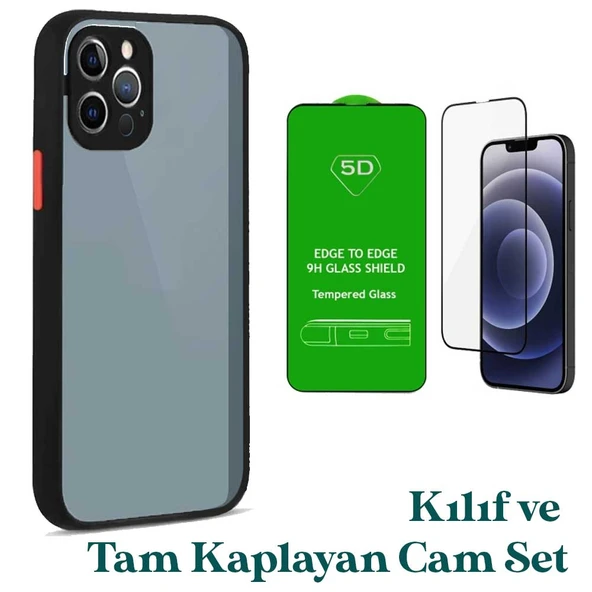 Apple iPhone 11 Pro Max Uyumlu Montreal Kılıf Ve Tam Kaplayan Cam Set Siyah ürün görseli 1