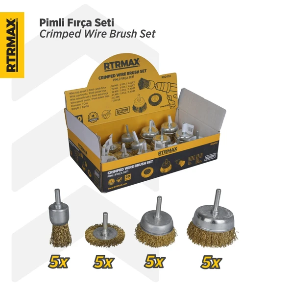 RH24112 Pimli Fırça Seti 20 Parça (Çanak Fırça: 50mm ve 75mm/Daire Fırça: 50mm/Kalem Fırça: 25mm) ürün görseli 1