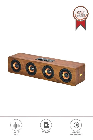 Torima KTS-1108 Ahşap Kasa Bluetooth Hoparlör | 4 Hoparlör | Ahşap Tasarım | AUX USB TF Kart Girişli Kablosuz Speaker ürün görseli 1