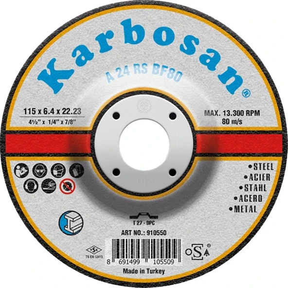 KARBOSAN 115*6,4 METAL FLEX TAŞLAMA 910550 - 25 ADET ürün görseli 1