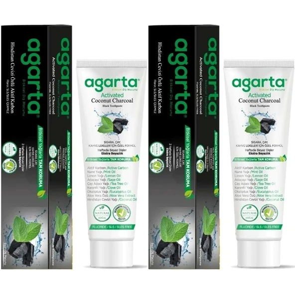 Agarta Doğal Diş Macunu 100ML Aktif Karbonlu (2 Li Set) ürün görseli 1