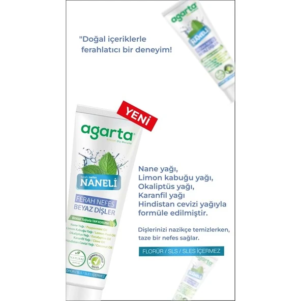 Agarta Doğal Diş Macunu 100ML Naneli (3 Lü Set) - Resim 3