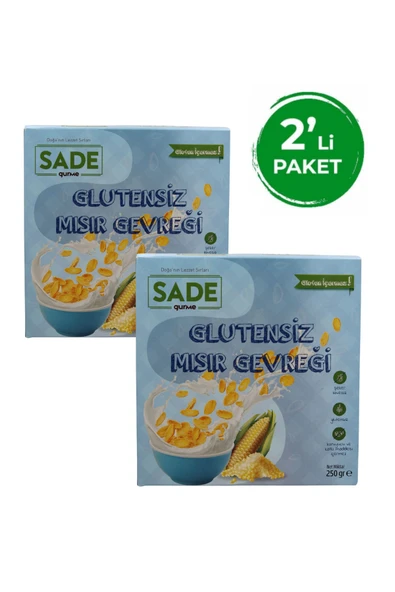 Sade Organik Glutensiz Mısır Gevreği 250 Gr. 2'li Paket ürün görseli 1