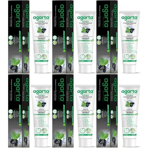 Agarta Doğal Diş Macunu 100ML Aktif Karbonlu (6 Lı Set) ürün görseli 1