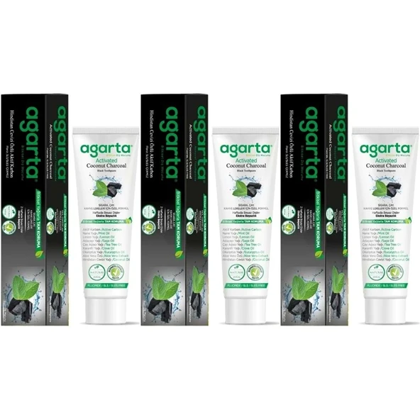 Agarta Doğal Diş Macunu 100ML Aktif Karbonlu (3 Lü Set) ürün görseli 1