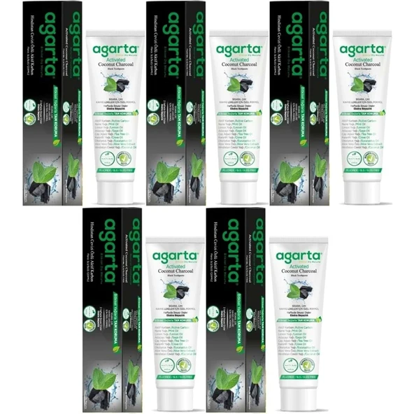 Agarta Doğal Diş Macunu 100ML Aktif Karbonlu (5 Li Set) ürün görseli 1