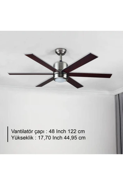 RUBENİS RBT486 BRW AYDINLATMALI TAVAN VANTİLATÖRÜ ürün görseli 1