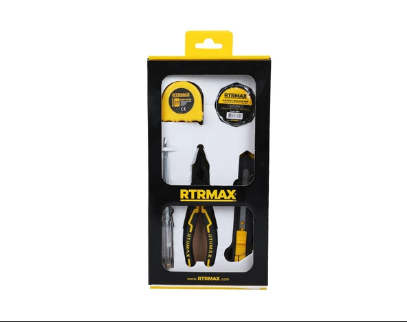 RTK7003 El Aleti Seti 5 Parça (Pense-Kontrol Kalemi-Elektrik Bandı-Metre-Maket Bıçağı) ürün görseli 1