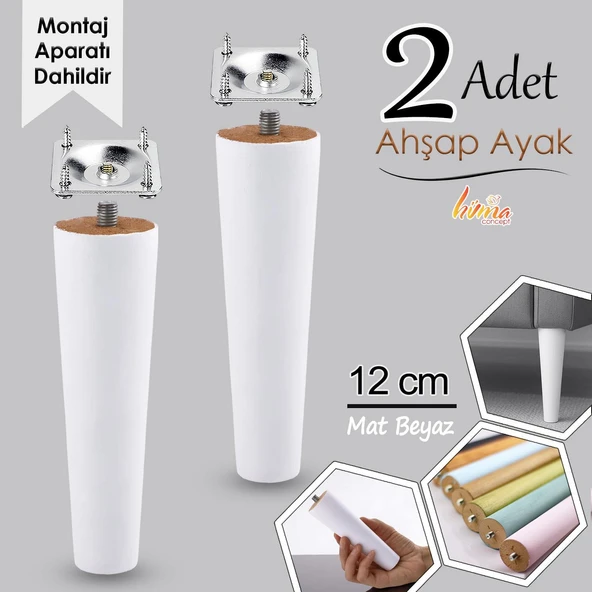 2 Adet Ahşap Ayak 12 Cm Beyaz M8 Civatalı Bağlantı Aparatlı Dolap Mobilya Koltuk Kanepe Destek Ayağı Ayakları ürün görseli 1