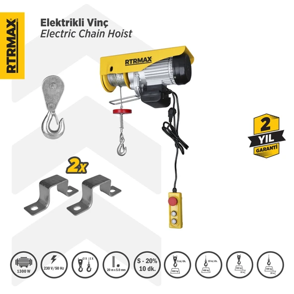 RTM480 Elektrikli Vinç 1300 W 400/800 Kg Bakır Sargı ürün görseli 1