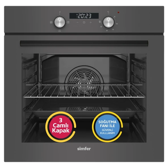 Simfer 8237 0+3 Fonksiyon Dijital Gri, Power Turbo Ankastre Fırın ürün görseli 1