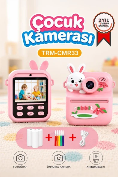 Dijital Fotoğraf Makinesi Çocuk Termal Resim Kağıt Baskılı Yazıcı Kamera Video Makinesi CMR33 Pembe ürün görseli 1