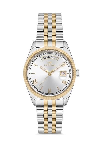 Ferro FL21131A-D Quartz Çelik Altın/Gri 35 mm Kadın Kol Saati ürün görseli 1