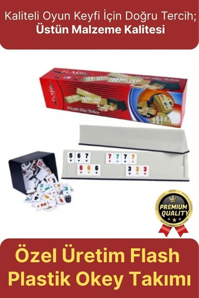 Premium Kaliteli Eğlence Hobi Çizilmeye Dayanıklı Silinebilir Büyük Boy Flash Plastik Okey Takımı ürün görseli 1