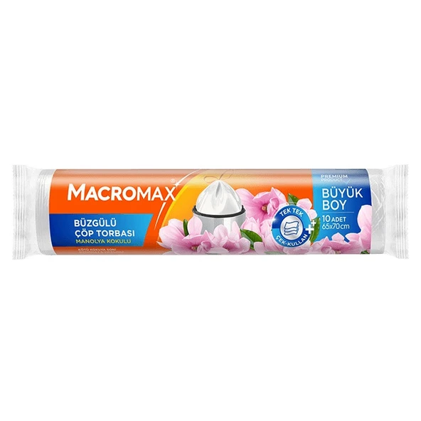 MACROMAX BÜZĞÜLÜ ÇÖP TORBASI MANOLYA BÜYÜK BOY 10LU 65X70CM  6618 ürün görseli 1