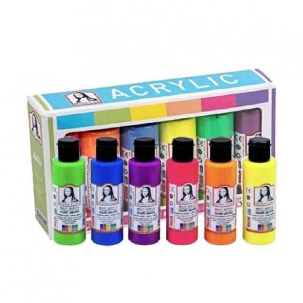 Monalisa Akrilik Boya 6 Renk x 70 ml Neon Fosforlu Renkler 1 Paket Multi Acrylic ürün görseli 1