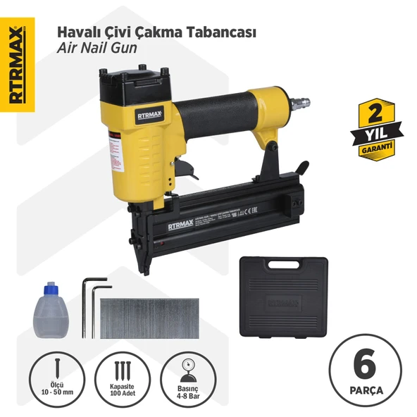 RTM0135 Havalı Çivi Çakma Tabancası 10-50 mm Çantalı ürün görseli 1