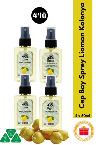 Limon Kolonyası Cep Boy Sprey Kolonya Elegance Series 4'lü Eko Paket - 4x50 ml ürün görseli 1