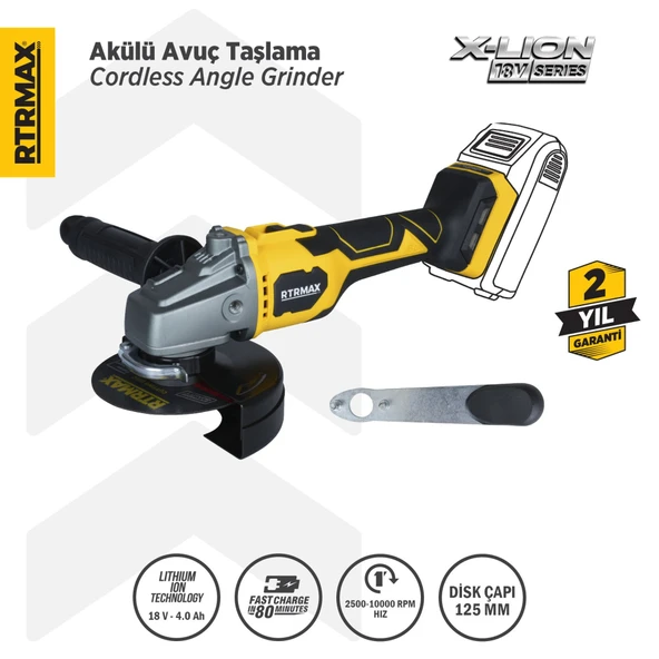 RTX3060B Şarjlı Avuç Taşlama Makinası Kömürsüz 125 mm - Akü Hariç ürün görseli 1