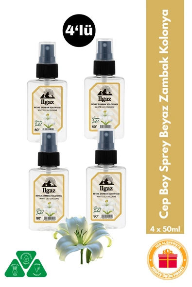 Beyaz Zambak Sprey Kolonya Cep Boy Elegance Series 4'lü Eko Paket - 4x50 ml ürün görseli 1