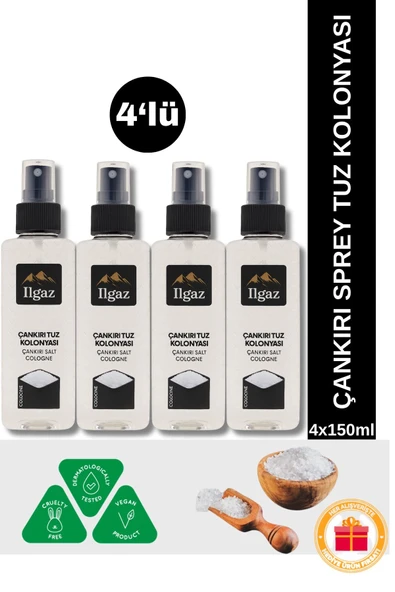 Çankırı Tuz Kolonyası 4'lü Sprey Set | Ferahlatıcı ve Otantik Koku Deneyimi - 4x150 ml ürün görseli 1